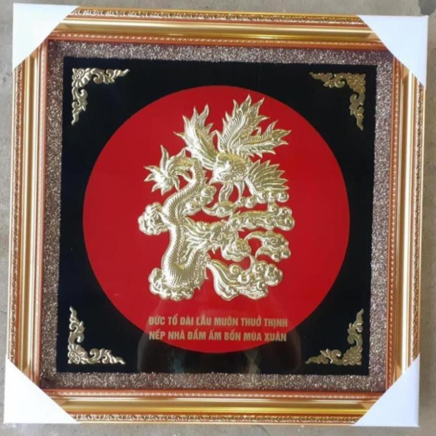 Tranh chữ Đồng nguyên chất LỘC PHÚC THỌ TÂM NHẪN ĐỨC kích thước 56x56cm