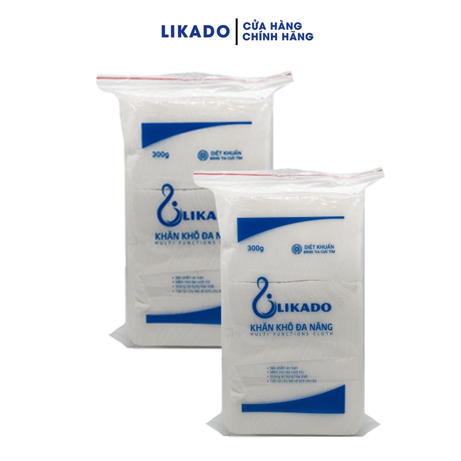 Khăn khô đa năng cho bé likado 300g kích thước 14x20cm SET 2 GÓI