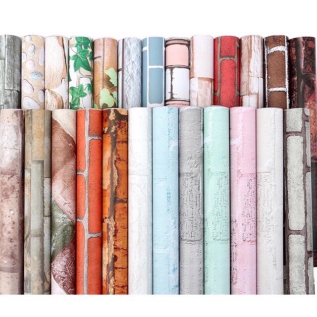 [Xã_sốc] GIẤY DÁN TƯỜNG GẠCH 3D [có sẵn keo] khổ 45cm đủ màu | BigBuy360 - bigbuy360.vn