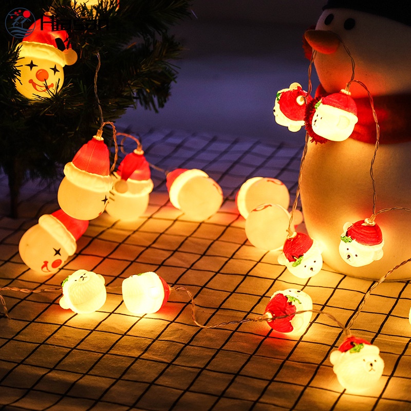 Dây Đèn Led 10 Bóng 1.5M Hình Người Tuyết / Gấu Chống Nước Trang Trí Ngoài Trời