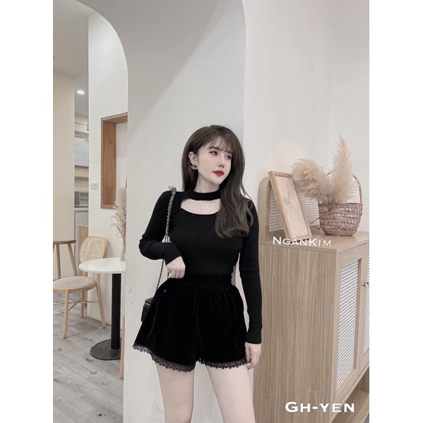 Áo Dài Tay Khoét Cổ Chất Len Cổ Tròn Dễ Mặc Dễ Mix Đồ Cực Xinh | BigBuy360 - bigbuy360.vn