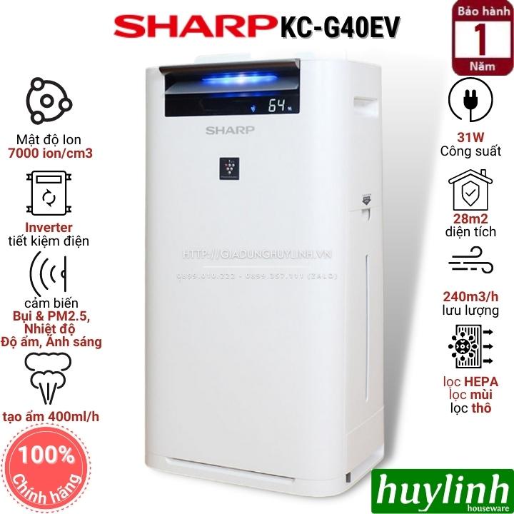 [Mã ELHAMS5 giảm 6% đơn 300K] Máy lọc không khí và tạo ẩm Sharp KC-G40EV-W - 28m2