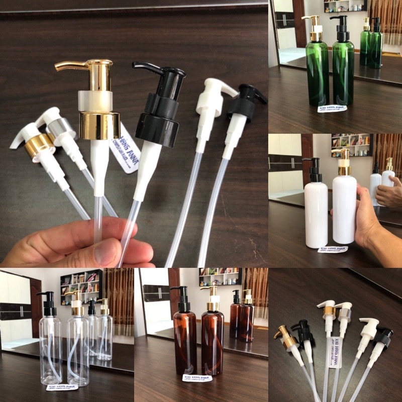 Chai nhựa VÒI VOI đựng dầu gội 100ml / 150ml 200ml / 300ml- Bình nhựa vòi nhấn pumb trắng lớn / Đen/ Xi vàng khoá