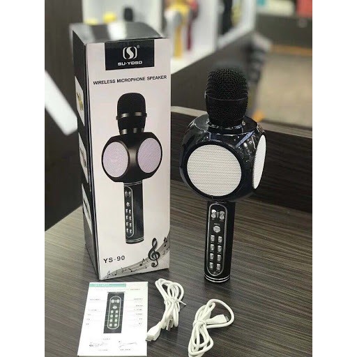 ⚡ Hàng loại 1 ⚡ Mic karaoke bluetooth YS-90, micro không dây hỗ trợ thu âm, tích hợp loa bass chuẩn BH 12 tháng