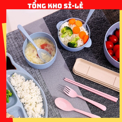 Bộ thìa , dĩa, đũa 3 chi tiết bằng lúa mạch  vrg1601 Tổng Kho Sỉ VP 88