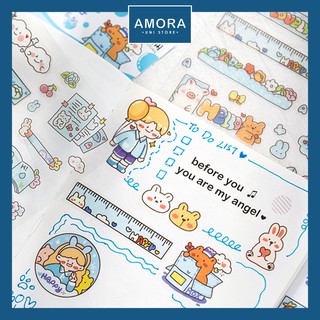 SET 6 tờ sticker Bud Bunny - Trang trí bullet journal DIY - Amora UNI