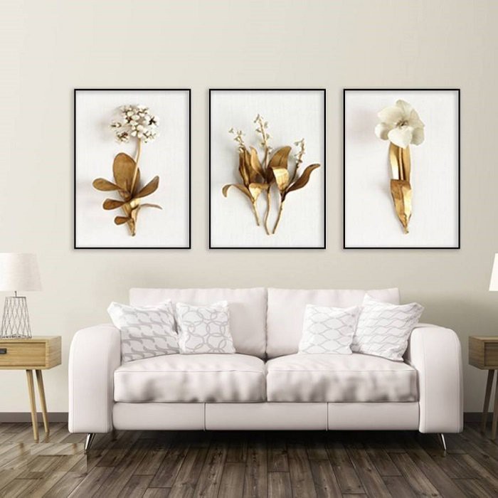 [HCM] Tranh treo tường canvas hoa lan hoàng kim 3D decor trang trí phòng khách, phòng ngủ có khung cao cấp khổ lớn 40x60