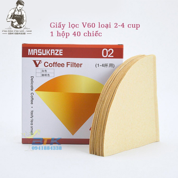 Giấy Lọc Cà Phê Drip V60 Loại Hình Nón 40 tờ