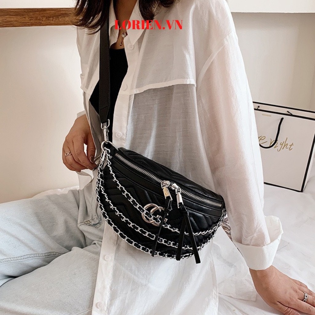Túi bao tử nữ da cao cấp cực đẹp siêu cá tính LORIEN túi đeo chéo phong cách Hàn Quốc đi chơi siêu đẹp chất da cực chất | BigBuy360 - bigbuy360.vn