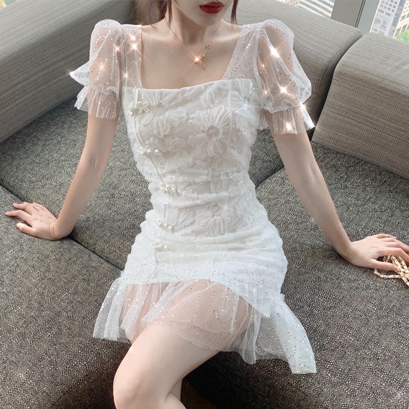 [TONGHSD40 - Giảm 40K]  Đầm voan trắng cổ tích