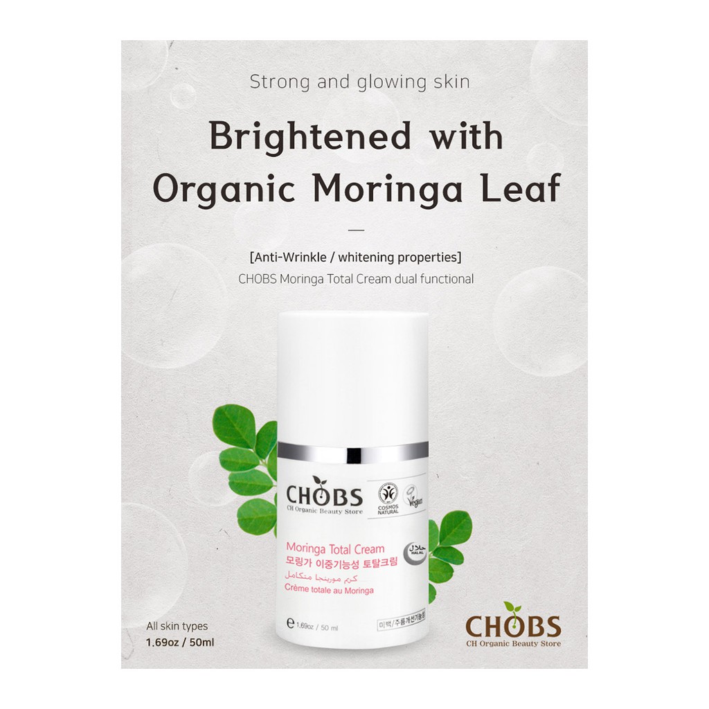 (Hàng Mới Về) Kem Dưỡng Da Chobs Moringa Total 50ml