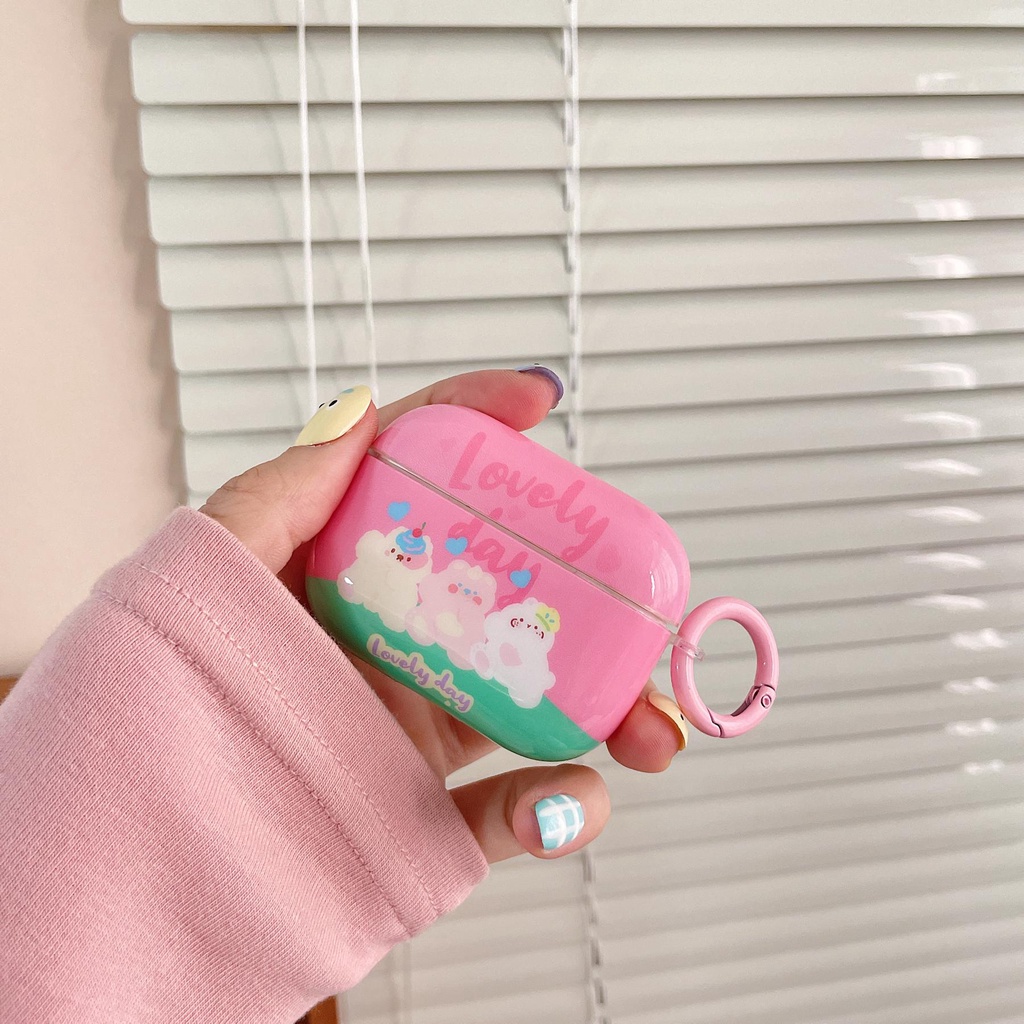 Vỏ Bảo Vệ Hộp Sạc Tai Nghe Airpods Pro 1 / 2 3 2021 gen3 Bluetooth Không Dây Bằng Silicon IMD TPU Mềm Hình Gấu Hồng Dễ Thương