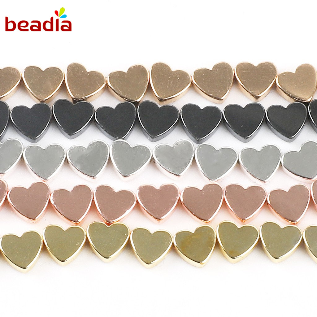 BEADIA Hạt Đá Hematite Hình Trái Tim Dùng Làm Vòng Tay/Trang Sức DIY