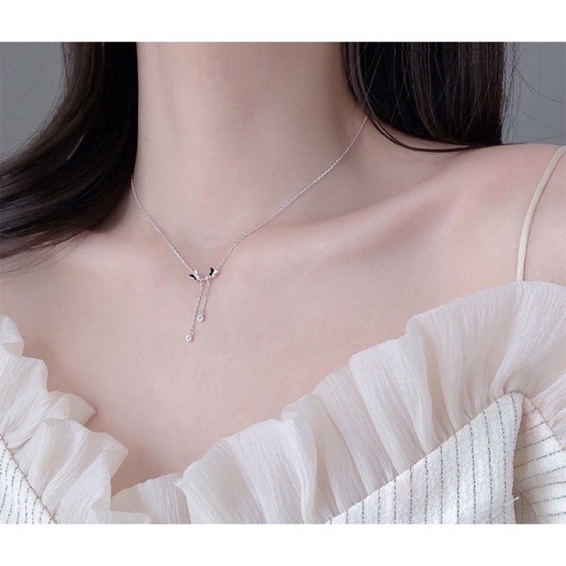 Dây chuyền hình bướm tua đá nhỏ xinh chuẩn bạc ta (có ảnh thật)