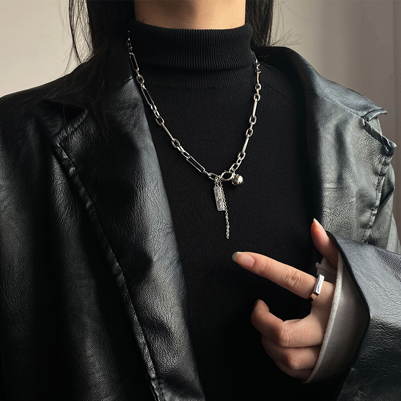 Dây Chuyền Mặt Bóng Kim Loại Dài Phong Cách Hip Hop 22825 Đơn Giản