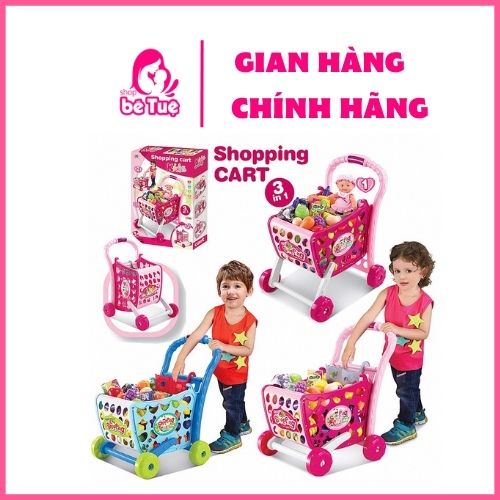 Đồ chơi xe đẩy siêu thị 3 tư thế đa năng dùng pin, cảm ứng, có đèn, nhạc