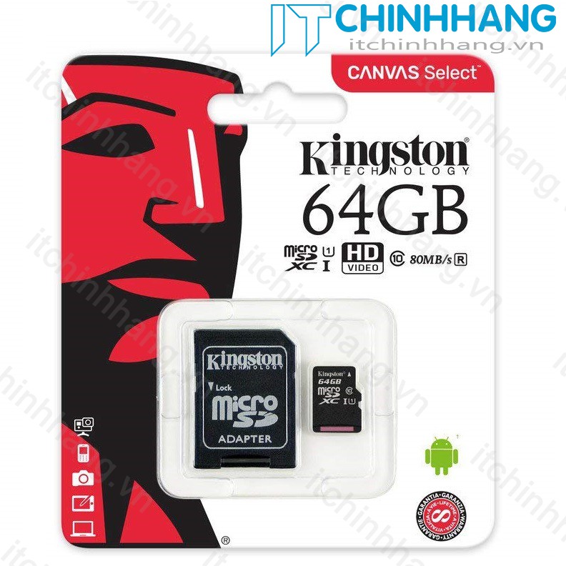[Mã ELFLASH5 giảm 20K đơn 50K] Thẻ nhớ Kingston Micro SDCS/64GB Class10 80MB/s - HÃNG PHÂN PHỐI CHÍNH THỨC | BigBuy360 - bigbuy360.vn