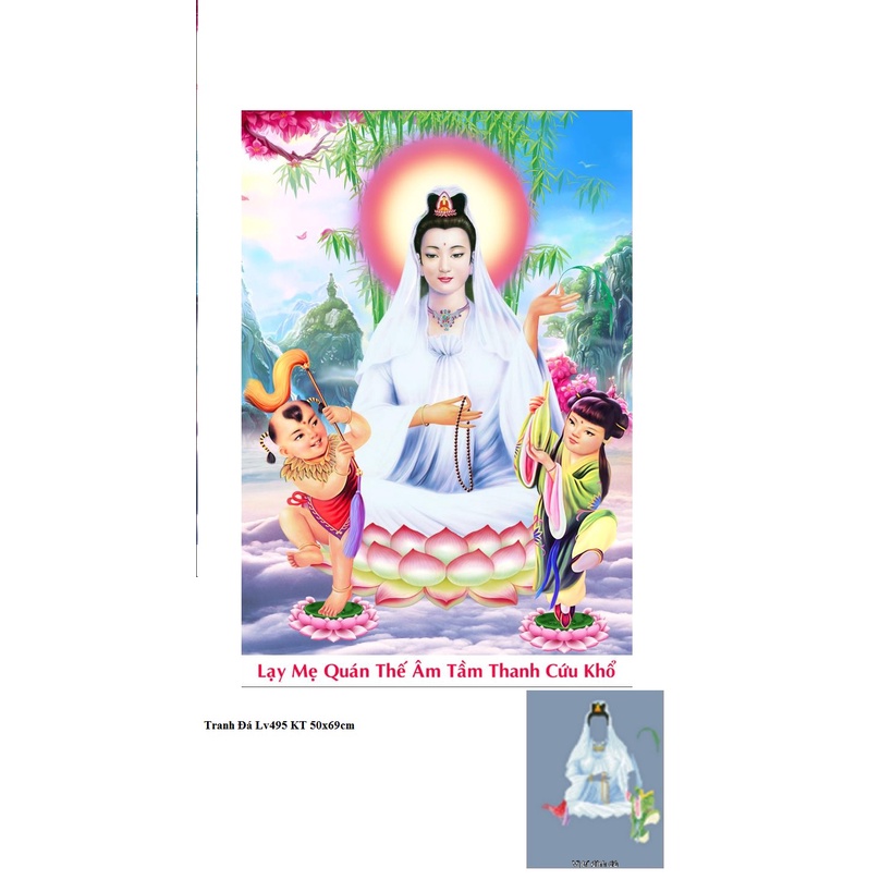 Tranh đính đá phật quan âm,tranh gắn đá chưa gắn.