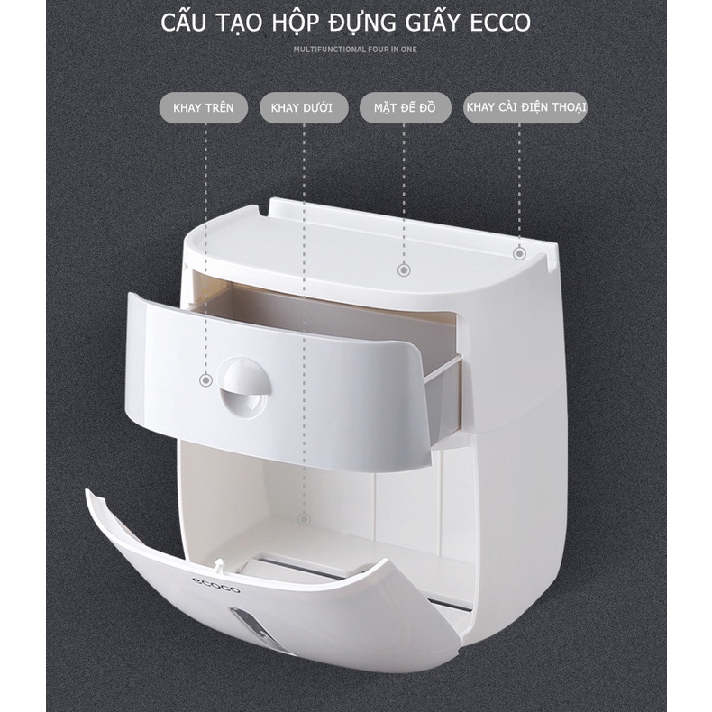Hộp đựng Giấy Vệ Sinh ECOCO Cao cấp 2 tầng  Chống Nước - Đa năng, Sang trọng, Tiện dụng Tiện Ích Gia ĐÌnh MKS044