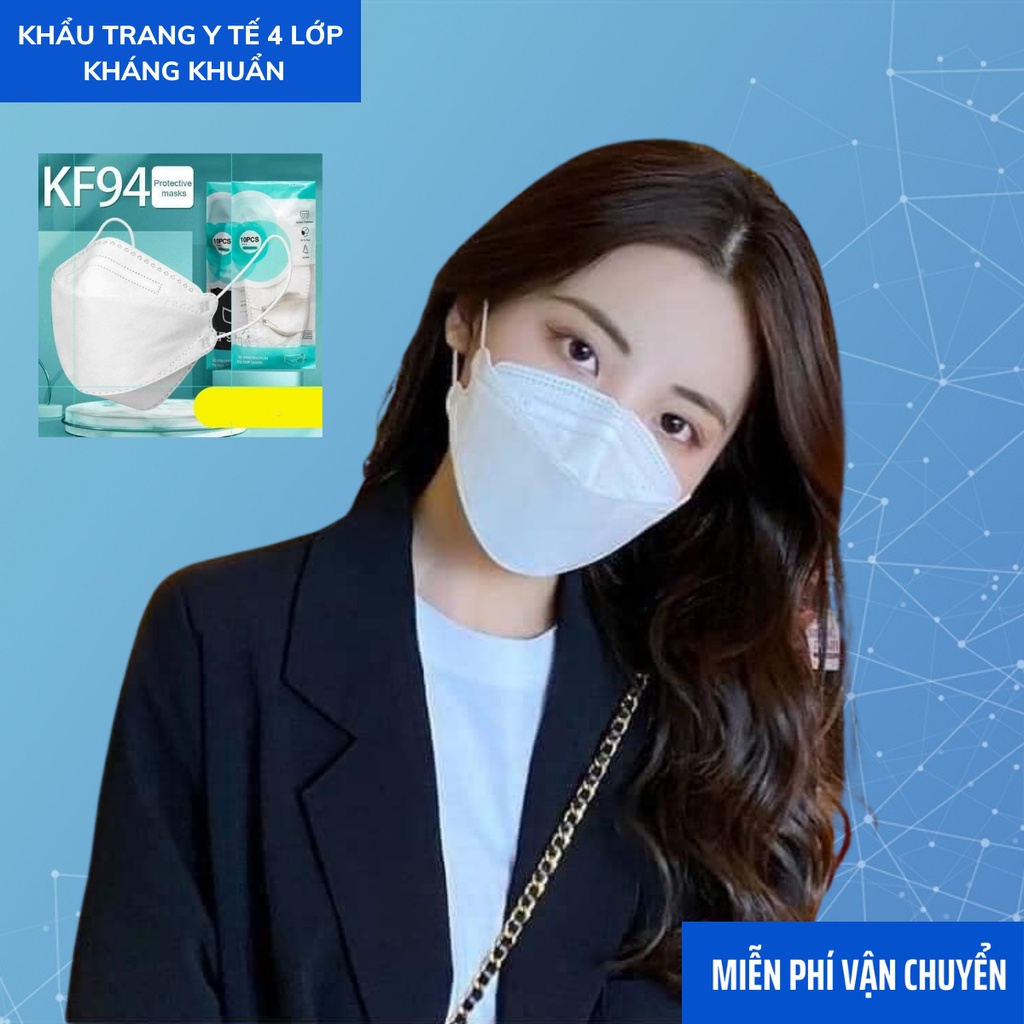 [ QUÀ TẶNG KHẨU TRANG ]Khẩu trang y tế 4 lớp KF94 kháng khuẩn cao cấp - Khẩu trang 4D Hàn Quốc màu trắng