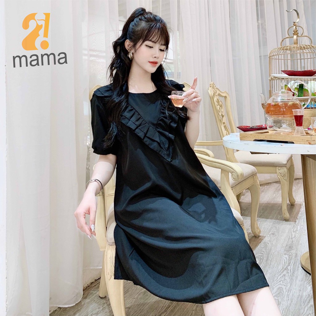 [BÁN SỈ] Đầm Bâu Dự tiệc 2MAMA phối cổ bèo xinh tam giác / Váy bầu mùa hè rẻ đẹp V68