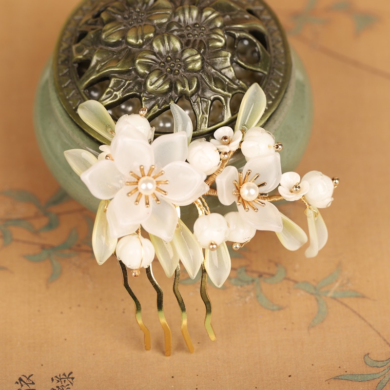 [Hàng Mới Về] Kẹp Cá Mập Phong Cách Trung Hoa Cổ Điển Phối Tua Rua Trang Trí