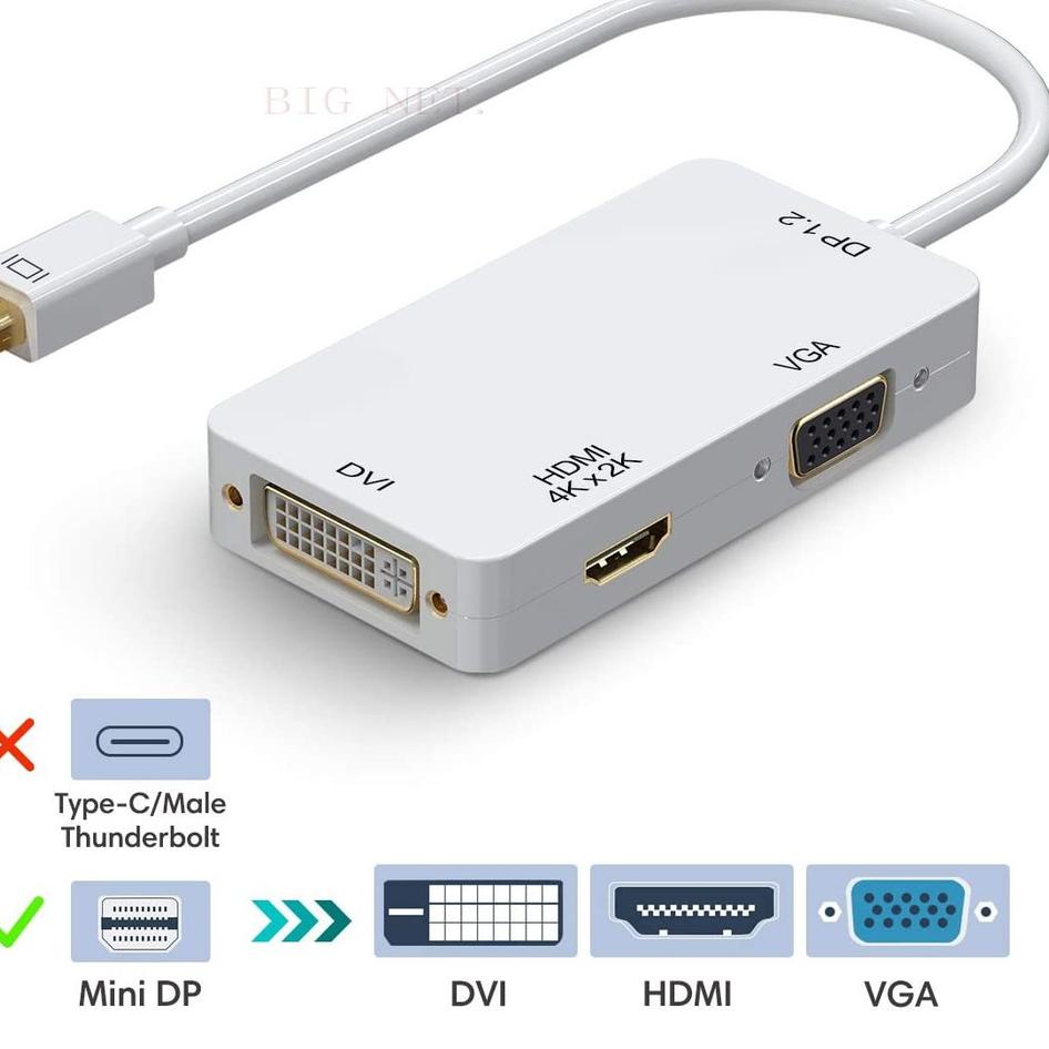 Cáp Chuyển Đổi Thunderbolt Mini Display Port Sang Hdmi-Vga-Dvi / Cabel Mini Dp Sang 3 Trong 1 | BigBuy360 - bigbuy360.vn