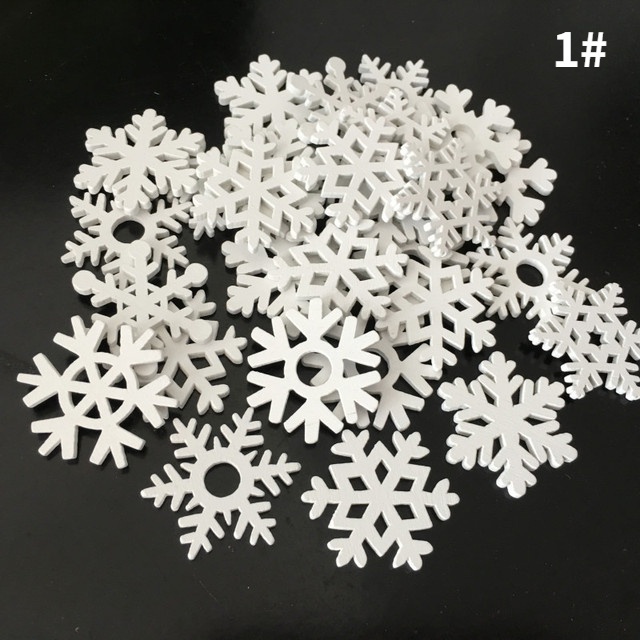 Bộ 50 miếng gỗ hình bông tuyết trang trí cây thông Giáng Sinh độc đáo sinh động