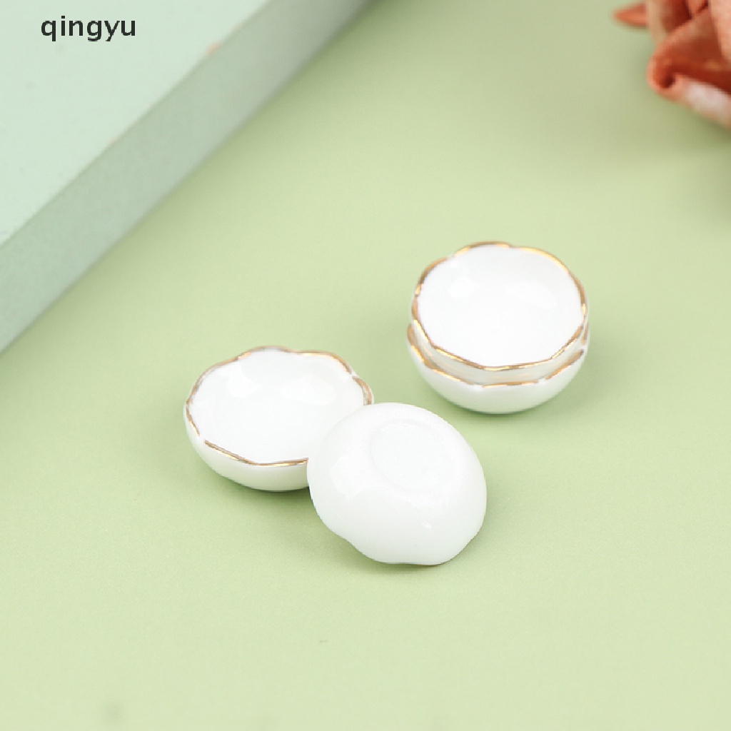 Bộ 4 Chén Dĩa Gốm Sứ Trắng Trang Trí Nhà Búp Bê 1: 12