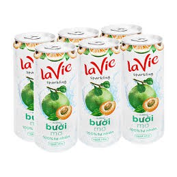 Combo 6 Lon Nước giải khát có gas LaVie Sparkling hương Chanh bạc hà / Dưa Hấu kiwi/ Bưởi Mơ/Chanh muối 330ml [HSD 2021] | BigBuy360 - bigbuy360.vn