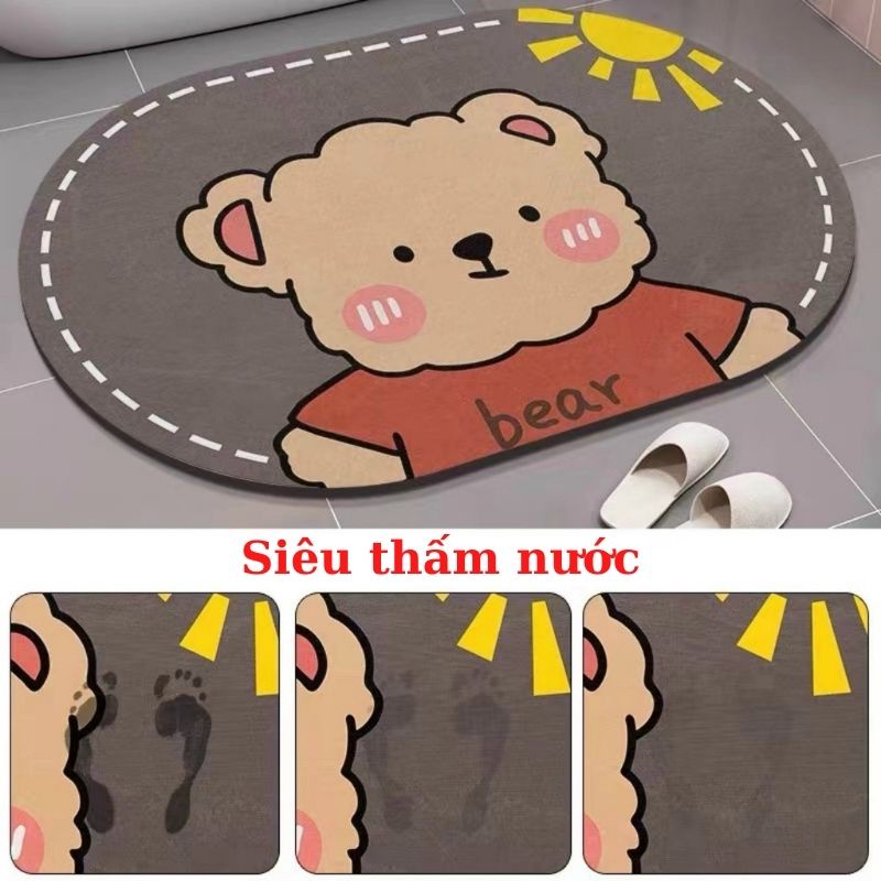 Thảm chùi chân 3D chống trượt chống nước hình thú mẫu mới siêu cute