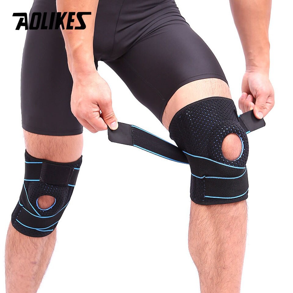 Bộ 2 đai bảo vệ khớp gối AOLIKES A-7908 có lò xo trợ lực cao cấp sport knee pad