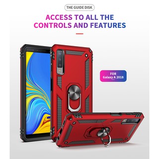 Ốp điện thoại chống sốc kèm khuyên đỡ nam châm xoay 360 độ cho Samsung A7 A9 2018