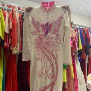 Áo dài thanh lý Hồng nhung