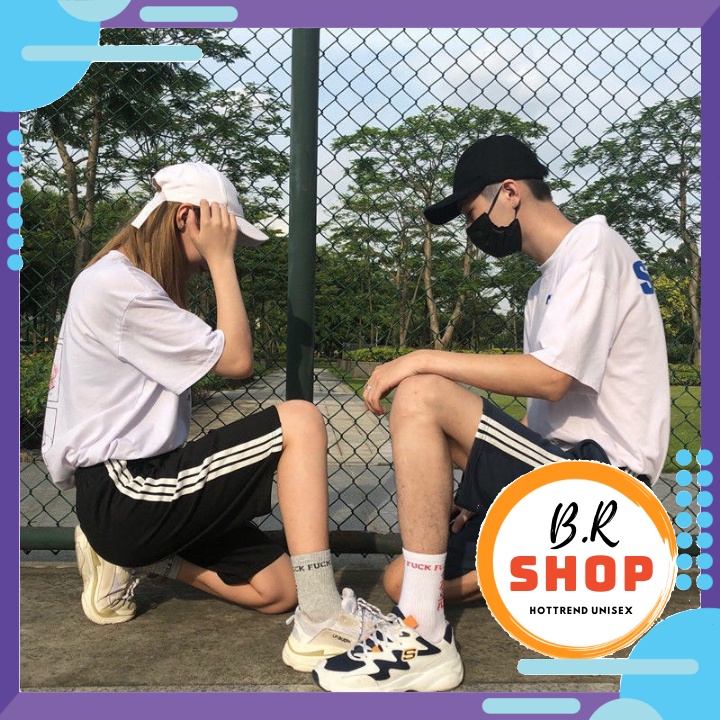 Quần Short Lửng 3 Sọc Unisex Nam Nữ Freesize Chất Thun Dày Dặn Có Dây Rút Quần Đùi 3 Line Phối Màu Siêu Xinh