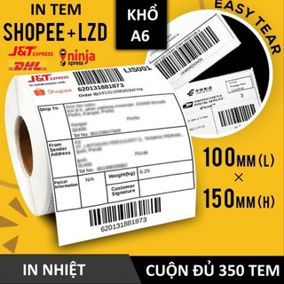 Giấy Decal A6 Nhiệt Tự Dính In Vận Đơn, In Phiếu Giao Hàng Khổ 100x150 mm