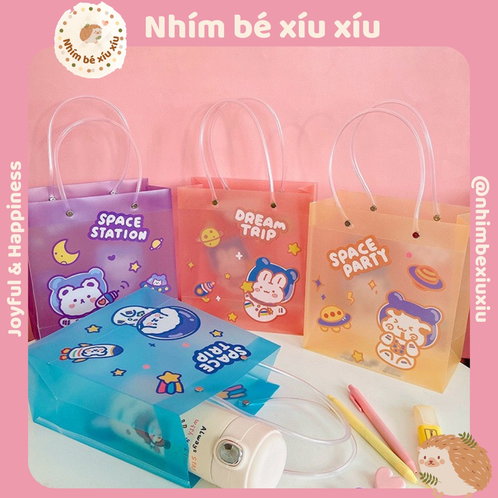 Túi nhựa hoạt hình có quai xách Spaceman tote gift bag