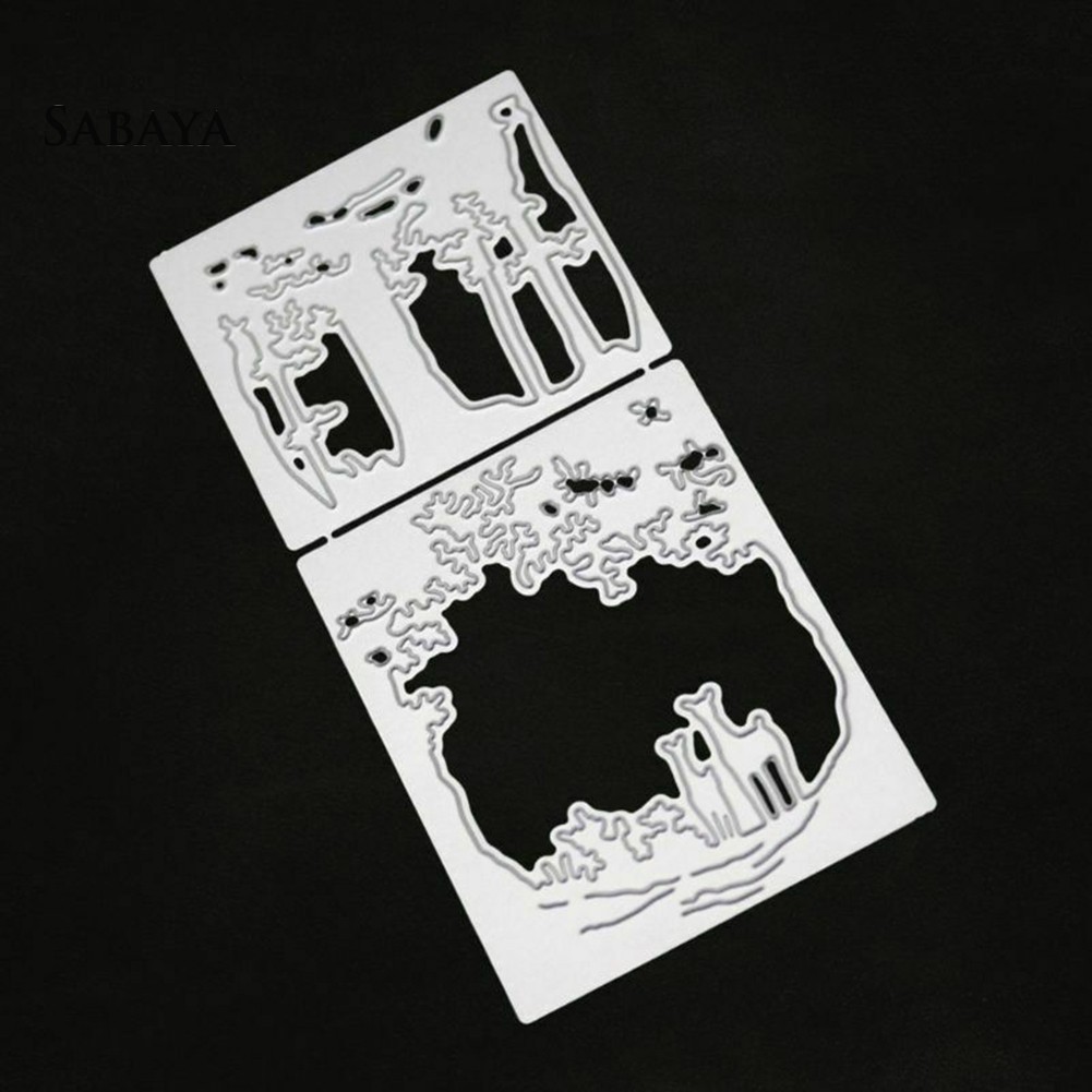 Khuôn Cắt Giấy Làm Từ Kim Loại Hình Cây Và Hươu Trang Trí Scrapbook