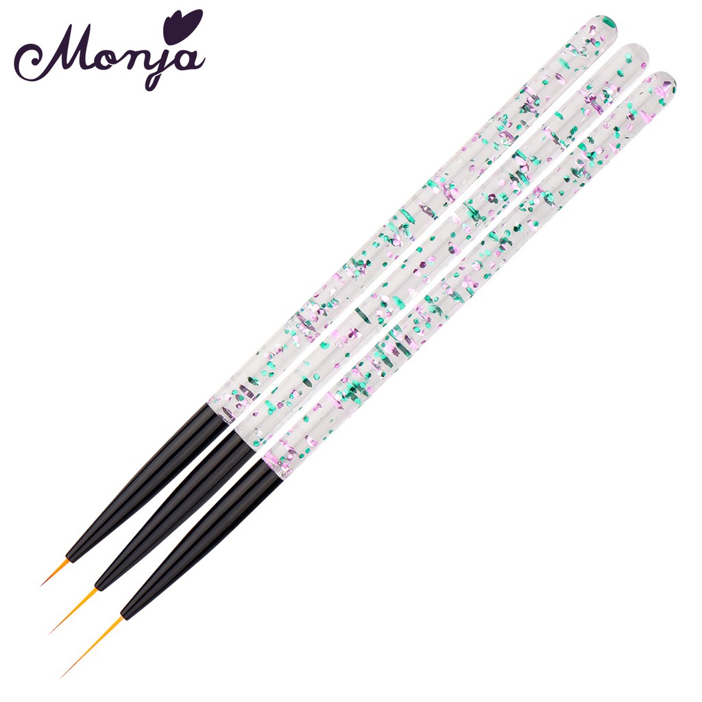Set 3 cọ vẽ trang trí móng tay nghệ thuật MONJA acrylic tạo nét đường kẻ hoa DIY phong cách Pháp đáng yêu