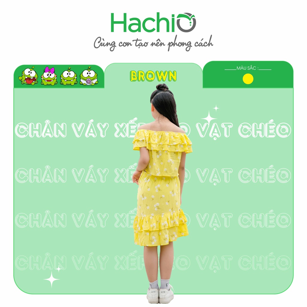 [HACHIO] Váy cho bé gái, váy suông bé gái 11 - 15 tuổi, chân váy xếp bèo vạt chéo, chất Thô lụa thấm mồ hôi