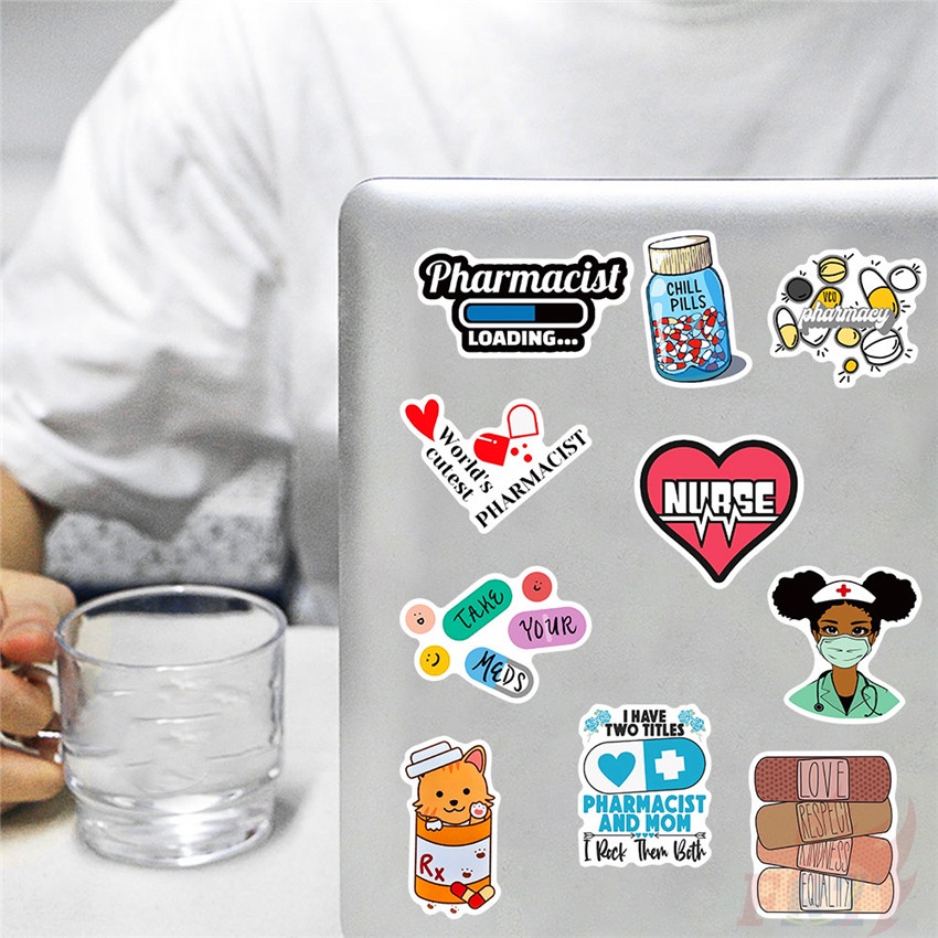 Bộ 100 Cái/Bộ ❉ Miếng Dán Chủ Đề Y Tá Quốc Tế Độc Đáo ❉ Sticker Dán Tường Chống Thấm Nước Thời Trang