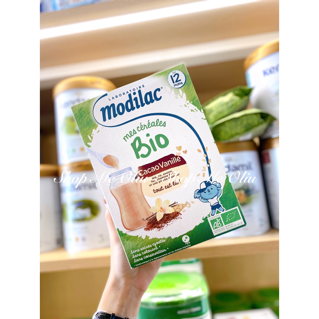 [ Date 04/2022 ] Bột lắc sữa Modilac hữu cơ 250g ngày- vị cacao vani cho bé từ 12 tháng tuổi