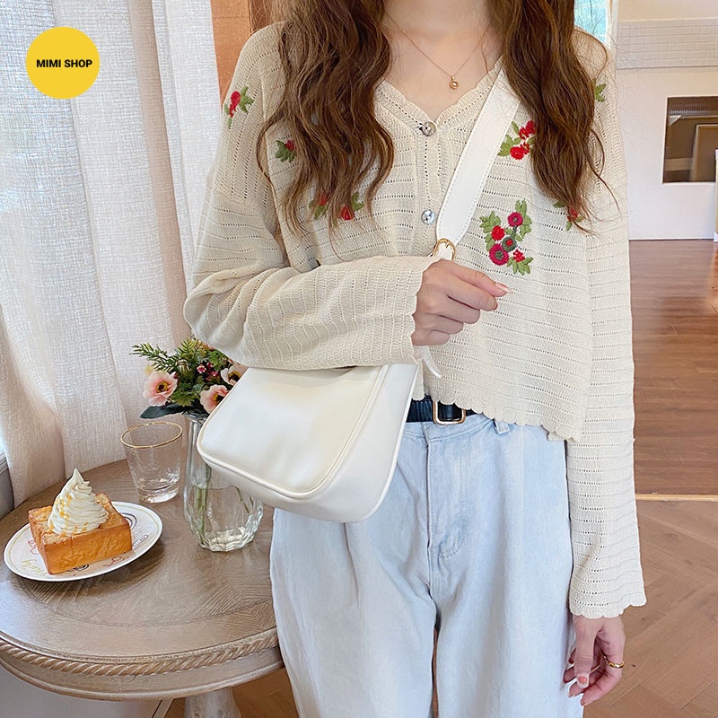 Túi xách nữ đeo vai chất liệu da trơn form mềm - Mimi shop