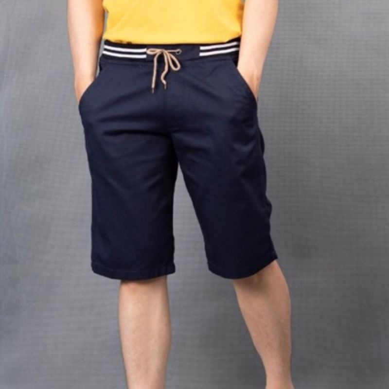 AP15 Quần short kaki nam chất mềm mịn lưng thun có dây rút