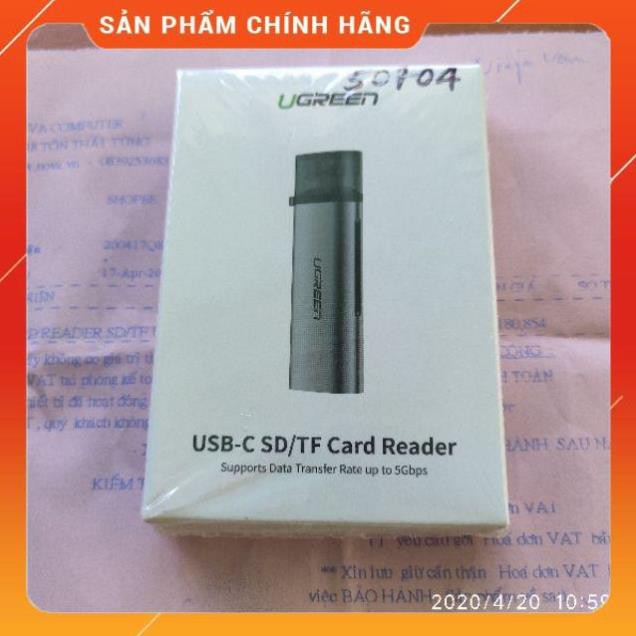 [CHÍNH HÃNG] Đầu đọc thẻ SD/TF cắm điện thoại cổng USB Type C Ugreen 50704 Bảo hành 18 tháng