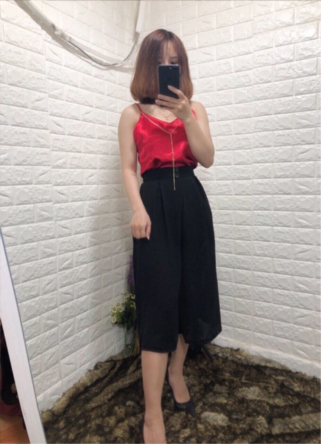 Quần ống rộng vải voan có nút | BigBuy360 - bigbuy360.vn