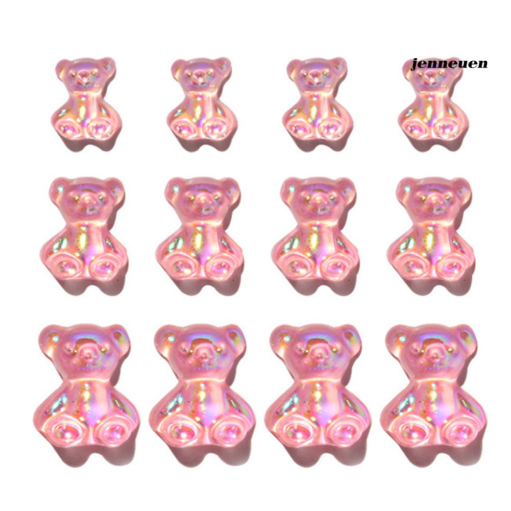 Set 12 Phụ Kiện Đính Móng Tay Hình Gấu 3D Dễ Thương