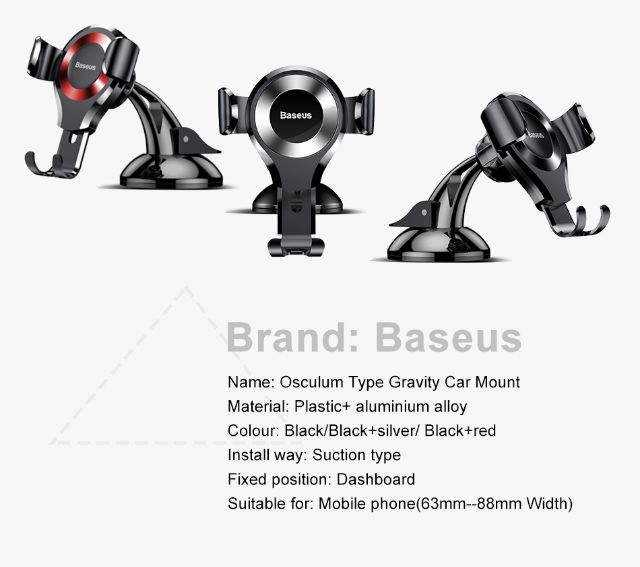 Giá để điện thoại trên ô tô Baseus Osculum Type Gravity Car Mount SUYL-XP01 (Hút chân không, Gắn Táp lô xe)