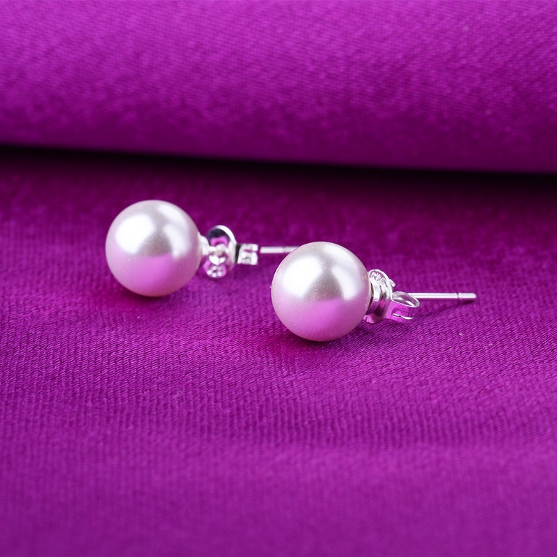 Ahellogirl Khuyên tai hạt ngọc trai kiểu đơn giản cổ điển phong cách Hàn Quốc dành cho nữ