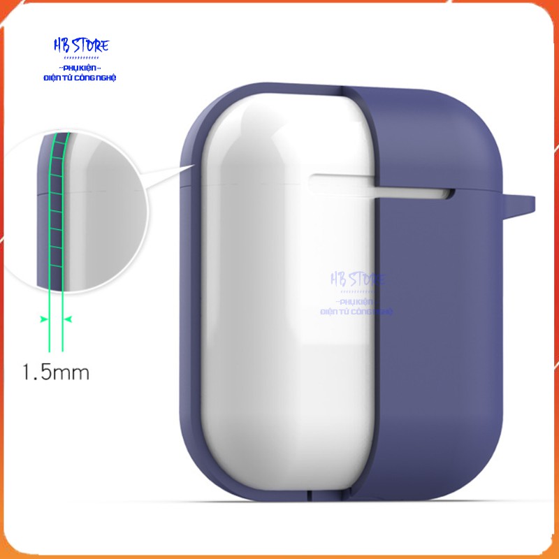 Airpods 2 case silicon tráng nhung chống sốc 1.5 mm có kèm móc chống rơi nút bảo vệ chân sạc